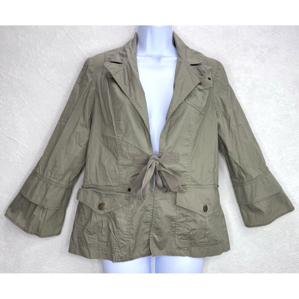 XCVI Women's Green Lightweight Utility Tie Front Jacket Size Large